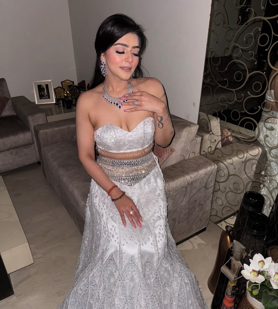 White Mermaid Lehenga Set