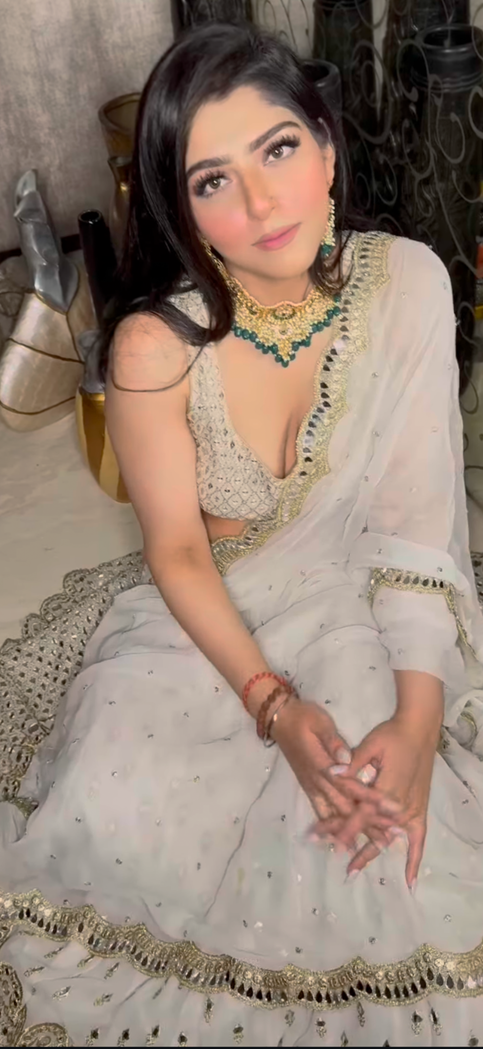 Ivory Georgette Lehenga