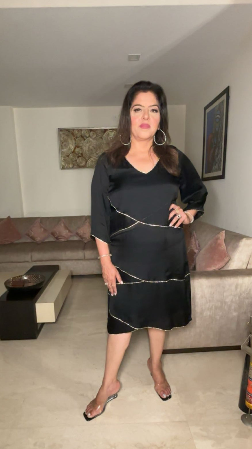 Black Silk Layered Georgette Dress