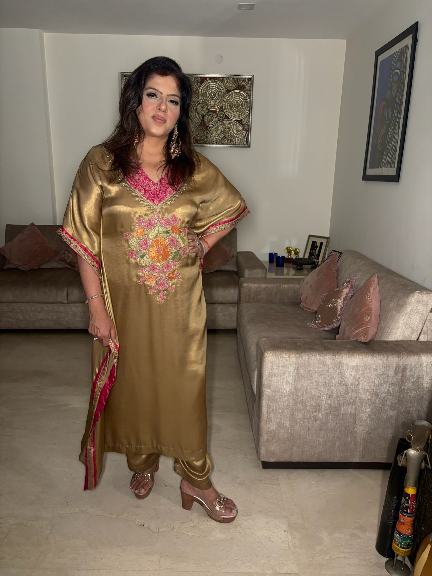 Golden Tissue Georgette Kaftan