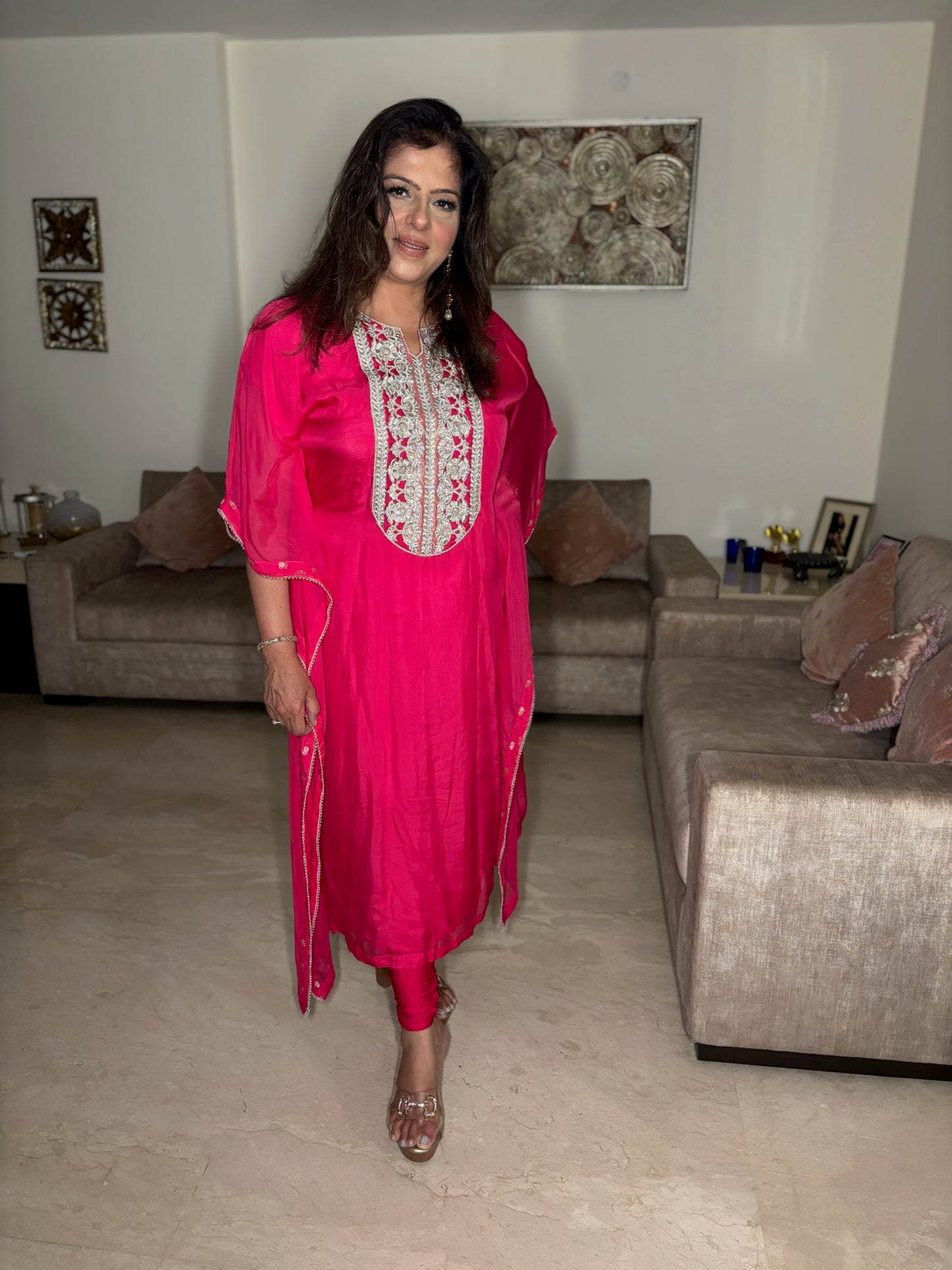 Hot Pink Georgette Kaftan