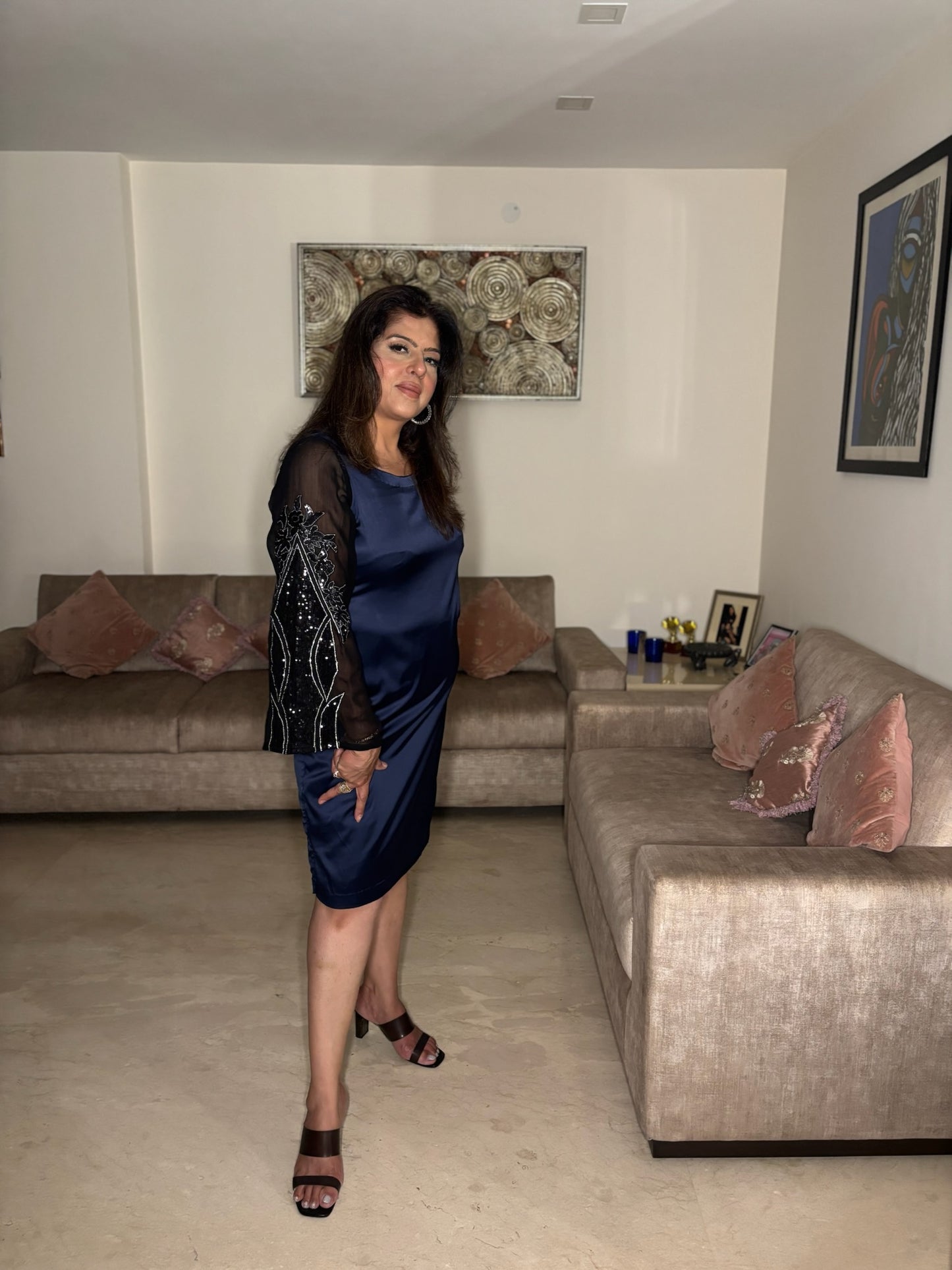 Navy Armani Satin Short Dress