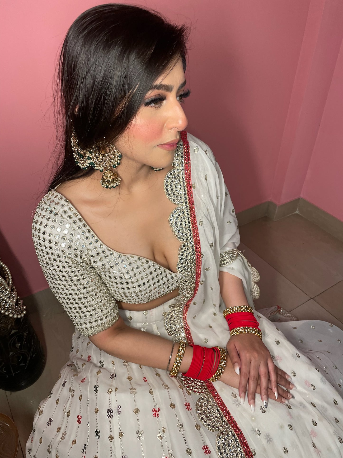 Ivory Georgette Lehenga - Multi Colour Embroidery