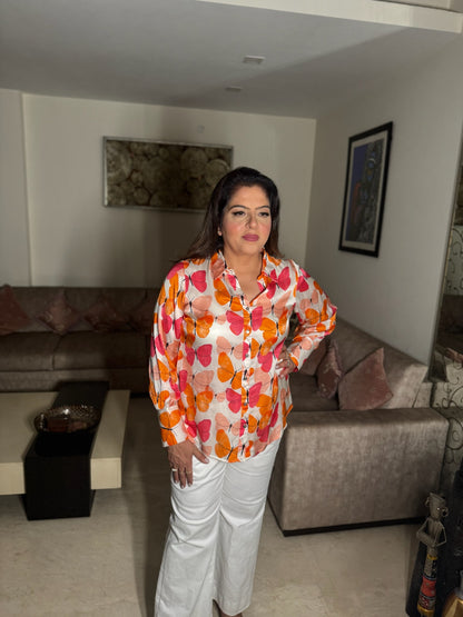 Satin Top - Butterfly Print