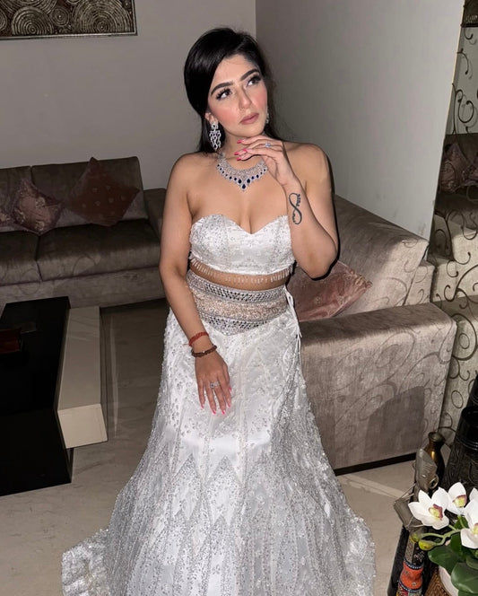 White Mermaid Lehenga Set