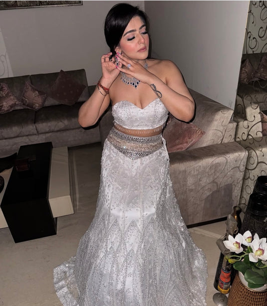 White Mermaid Lehenga Set