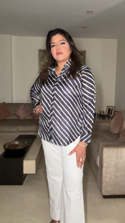 Satin Top - with white wtripes