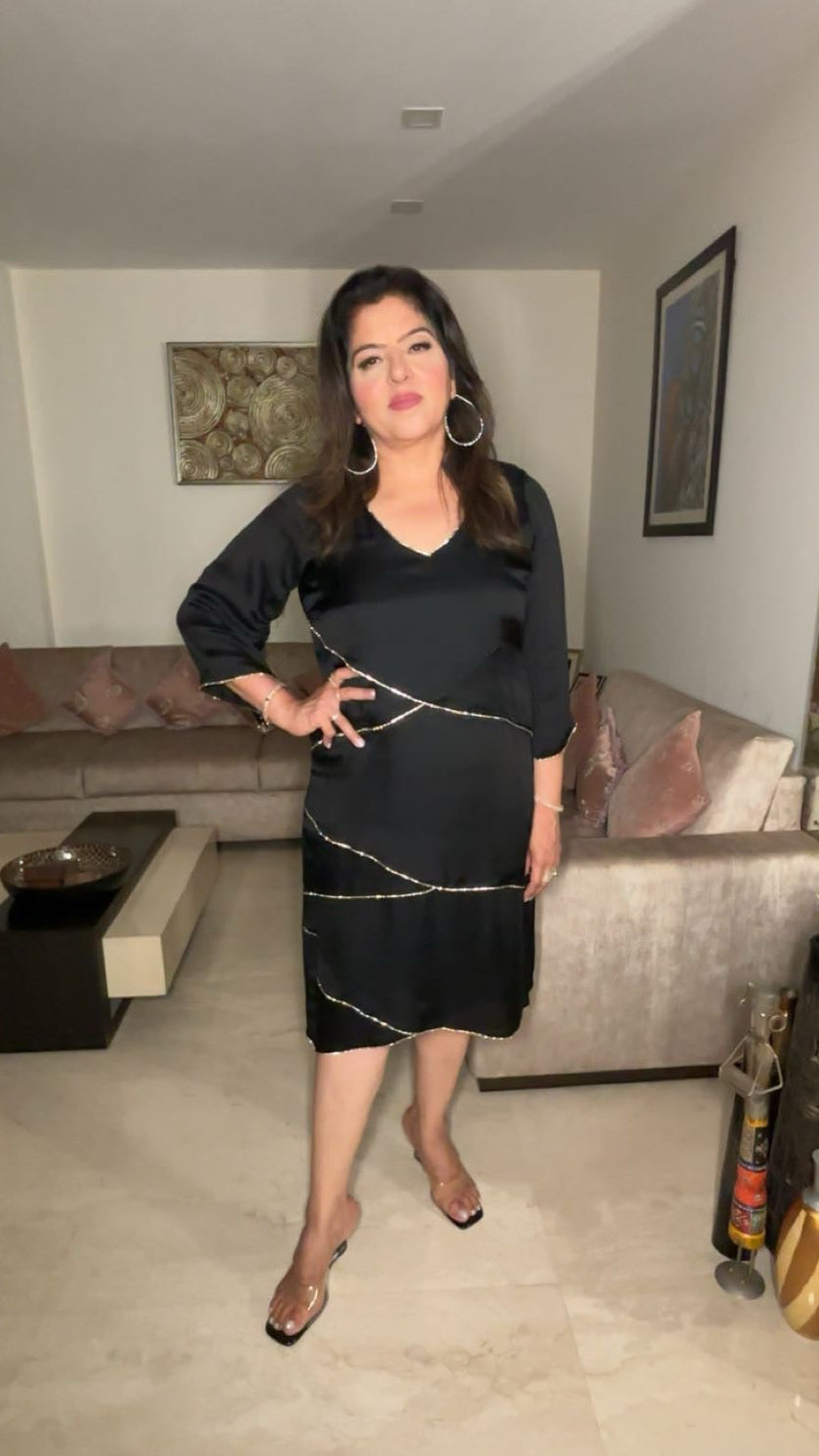 Black Silk Layered Georgette Dress