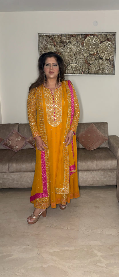 Mustard Georgette Suit