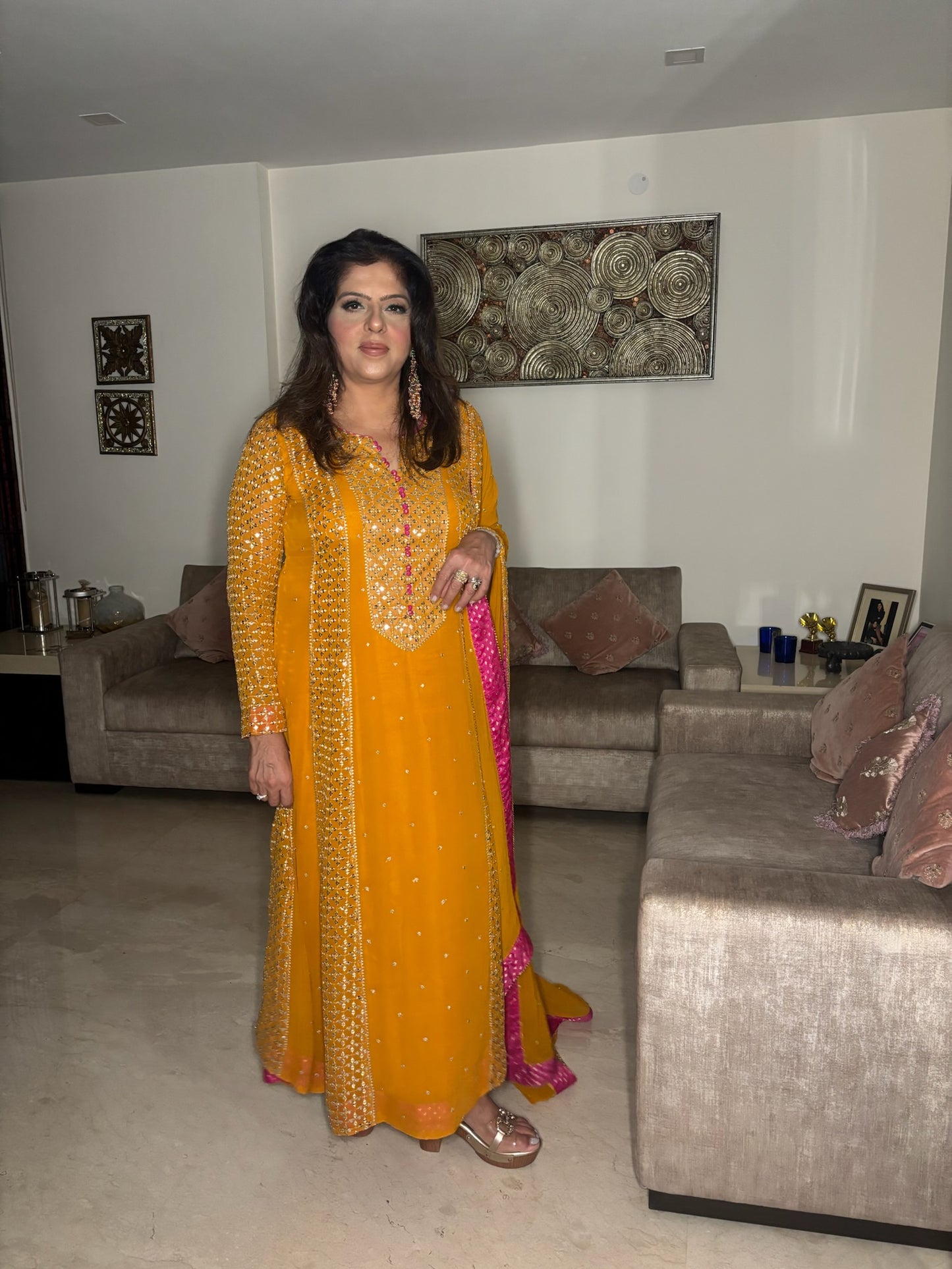 Mustard Georgette Suit