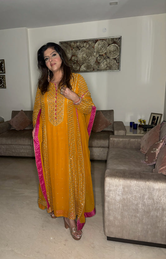 Mustard Georgette Suit