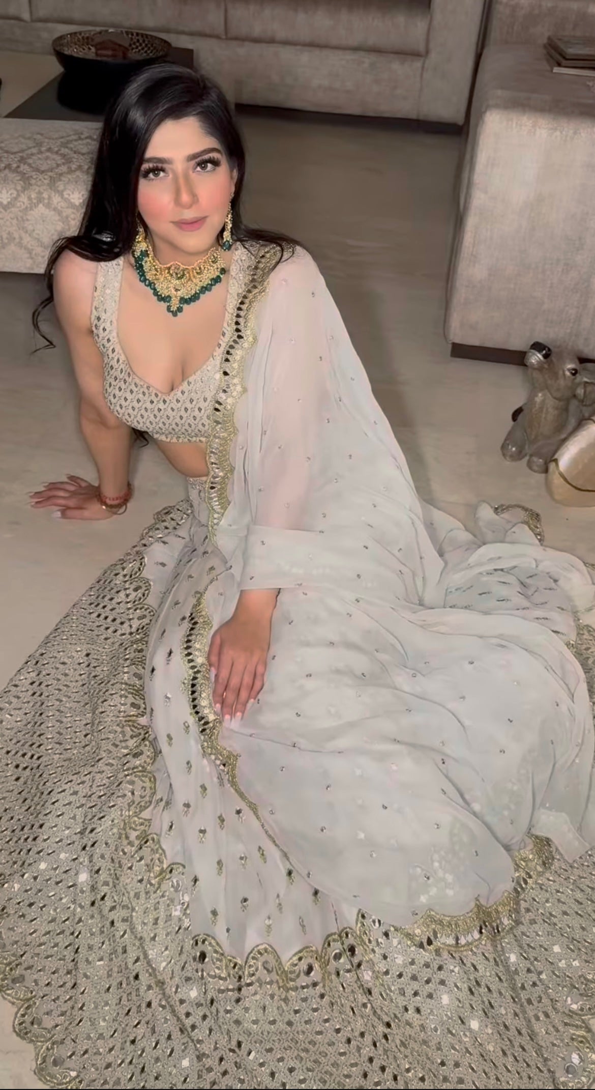 Ivory Georgette Lehenga